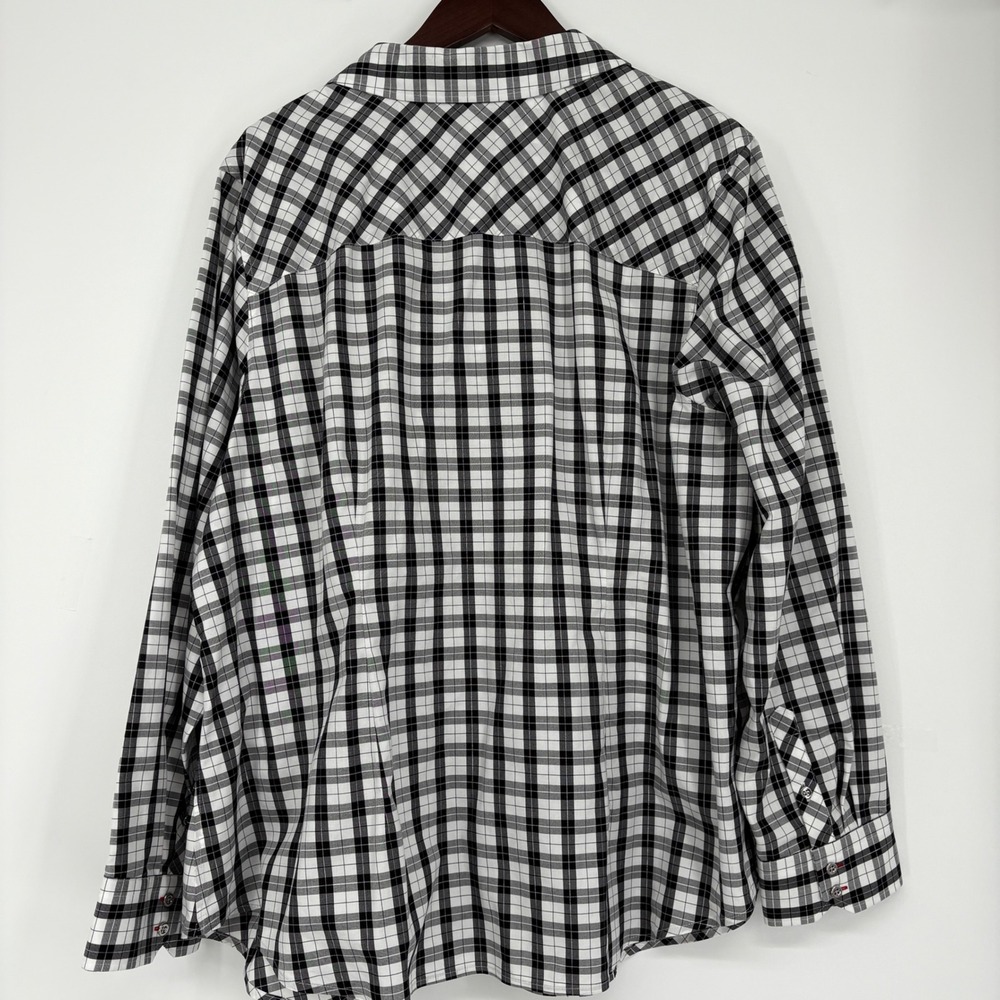 TALBOTS 20W‎ NON-IRON PERFECT SHIRT PLAZA PLAID BLACK WHITE COTTON - Picture 3 of 15